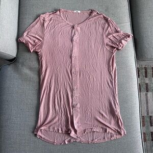 Pink Button-Up Breathable Soft Top